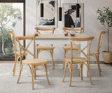 Oikiture 160cm Extendable Dining Table with 6PCS Chairs Crossback Wooden - Side View