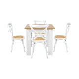 Oikiture 160cm Extendable Dining Table with 4PCS Chairs Crossback White