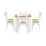 Oikiture 160cm Extendable Dining Table with 6PCS Chairs Crossback White