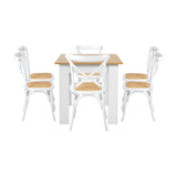 Oikiture 160cm Extendable Dining Table with 6PCS Chairs Crossback White - Top-Down View