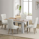 Oikiture 160cm Extendable Dining Table with 4PCS Chairs Velvet Beige