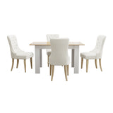 Oikiture 160cm Extendable Dining Table with 4PCS Chairs Velvet Beige