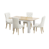 Oikiture 160cm Extendable Dining Table with 4PCS Chairs Velvet Beige