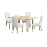 Oikiture 160cm Extendable Dining Table with 4PCS Chairs Velvet Beige - Rear View