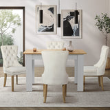Oikiture 160cm Extendable Dining Table with 4PCS Chairs Velvet Beige - Side View