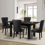 Oikiture Dining Set 160cm Extendable Table with 4PCS Chairs PU Leather - Close-Up Angle