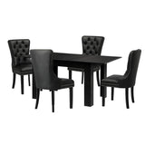 Oikiture Dining Set 160cm Extendable Table with 4PCS Chairs PU Leather - Front View