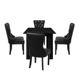 Oikiture Dining Set 160cm Extendable Table with 4PCS Chairs PU Leather - Rear View