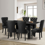 Oikiture Dining Set 160cm Extendable Table with 6PCS Chairs PU Leather - Rear View