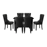 Oikiture Dining Set 160cm Extendable Table with 6PCS Chairs PU Leather - Low Angle