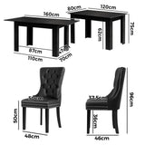 Oikiture Dining Set 160cm Extendable Table with 6PCS Chairs PU Leather