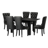 Oikiture Dining Set 160cm Extendable Table with 6PCS Chairs PU Leather - Top-Down View