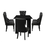 Oikiture Dining Set 160cm Extendable Table with 6PCS Chairs PU Leather