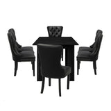 Oikiture Dining Set 160cm Extendable Table with 6PCS Chairs PU Leather - Front View