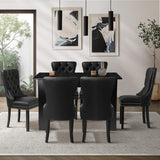 Oikiture Dining Set 160cm Extendable Table with 6PCS Chairs PU Leather - Side View