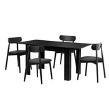 Oikiture 160cm Extendable Dining Table with 4x Dining Chairs PU Leather Black