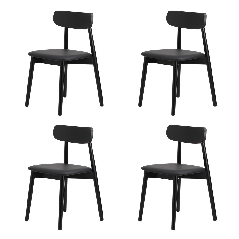 Oikiture 160cm Extendable Dining Table with 4x Dining Chairs PU Leather Black
