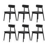 Oikiture 160cm Extendable Dining Table with 6x Dining Chairs PU Leather Black - Close-Up Angle