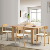 Oikiture 160cm Extendable Dining Table with 4x Dining Chairs PU Leather Natural - 45-Degree Angle
