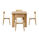 Oikiture 160cm Extendable Dining Table with 4x Dining Chairs PU Leather Natural