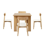 Oikiture 160cm Extendable Dining Table with 4x Dining Chairs PU Leather Natural - Extra Image