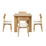 Oikiture 160cm Extendable Dining Table with 6x Dining Chairs PU Leather Natural
