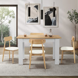Oikiture 160cm Extendable Dining Table with 4x Dining Chairs PU Leather White - Low Angle