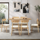 Oikiture 160cm Extendable Dining Table with 6x Dining Chairs PU Leather White - Top-Down View