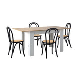 Oikiture 160cm Extendable Dining Table with 4PCS Crossback Chairs Black