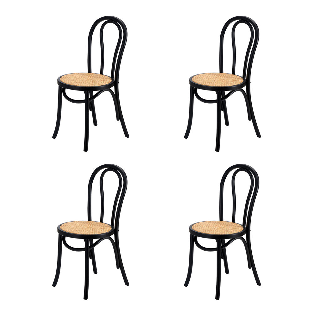 Oikiture 160cm Extendable Dining Table with 4PCS Crossback Chairs Black