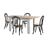 Oikiture 160cm Extendable Dining Table with 4PCS Crossback Chairs Black