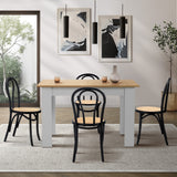 Oikiture 160cm Extendable Dining Table with 4PCS Crossback Chairs Black