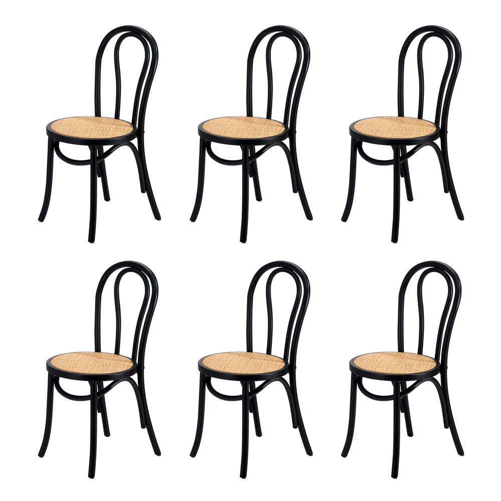 Oikiture 160cm Extendable Dining Table with 6PCS Crossback Chairs Black