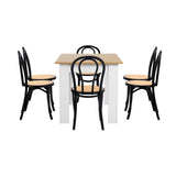 Oikiture 160cm Extendable Dining Table with 6PCS Crossback Chairs Black - Top-Down View