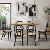 Oikiture 160cm Extendable Dining Table with 6PCS Crossback Chairs Black
