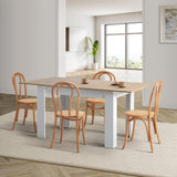 Oikiture 160cm Extendable Dining Table with 4PCS Crossback Chairs Natural - Extra Image
