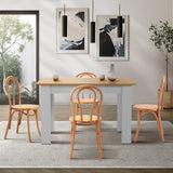 Oikiture 160cm Extendable Dining Table with 4PCS Crossback Chairs Natural
