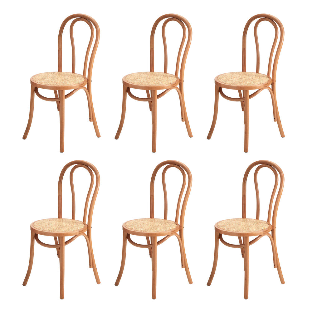 Oikiture 160cm Extendable Dining Table with 6PCS Crossback Chairs Natural