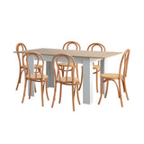 Oikiture 160cm Extendable Dining Table with 6PCS Crossback Chairs Natural - Top-Down View