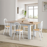Oikiture 160cm Extendable Dining Table with 4PCS Crossback Chairs White - Rear View