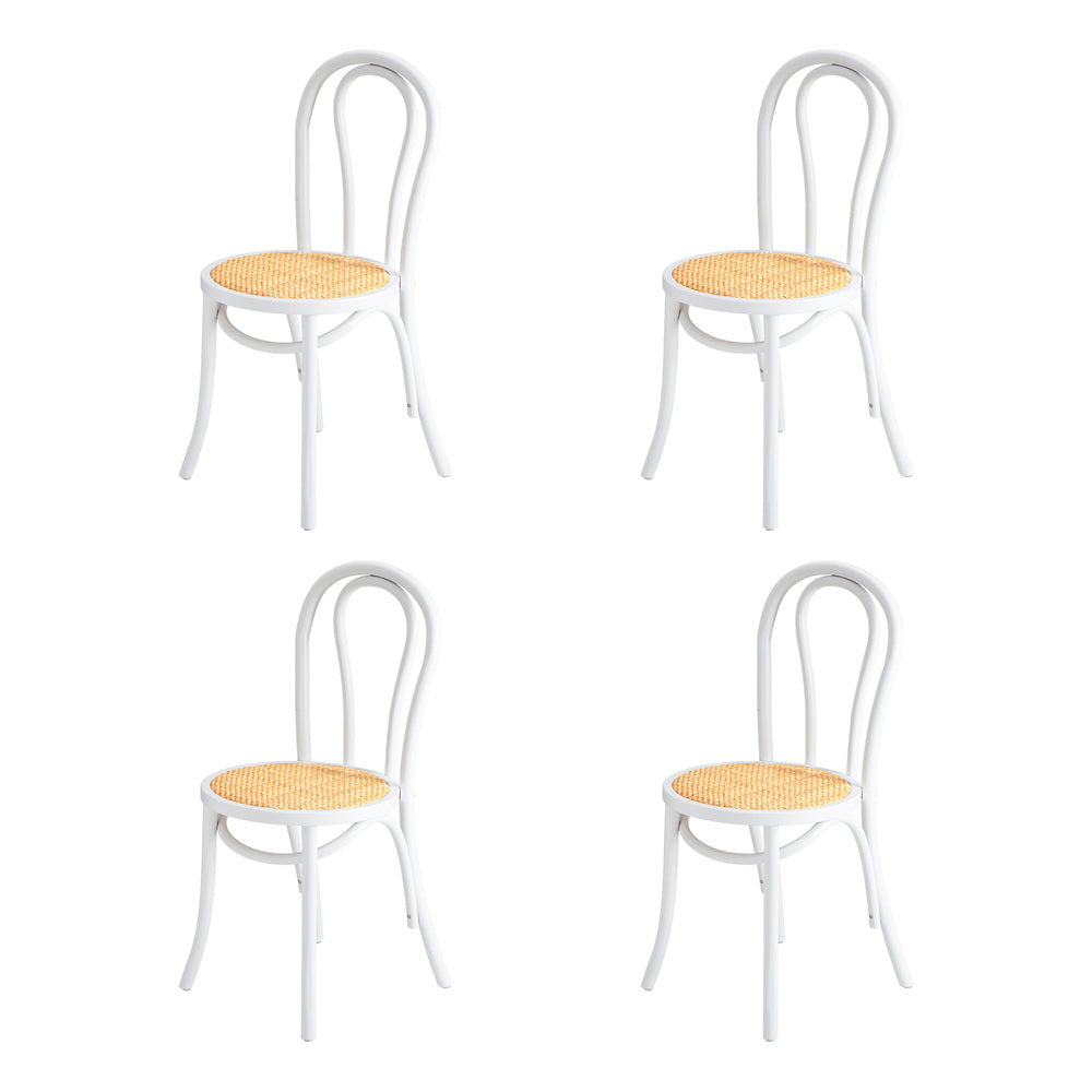 Oikiture 160cm Extendable Dining Table with 4PCS Crossback Chairs White