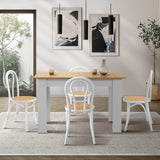 Oikiture 160cm Extendable Dining Table with 4PCS Crossback Chairs White - Extra Image