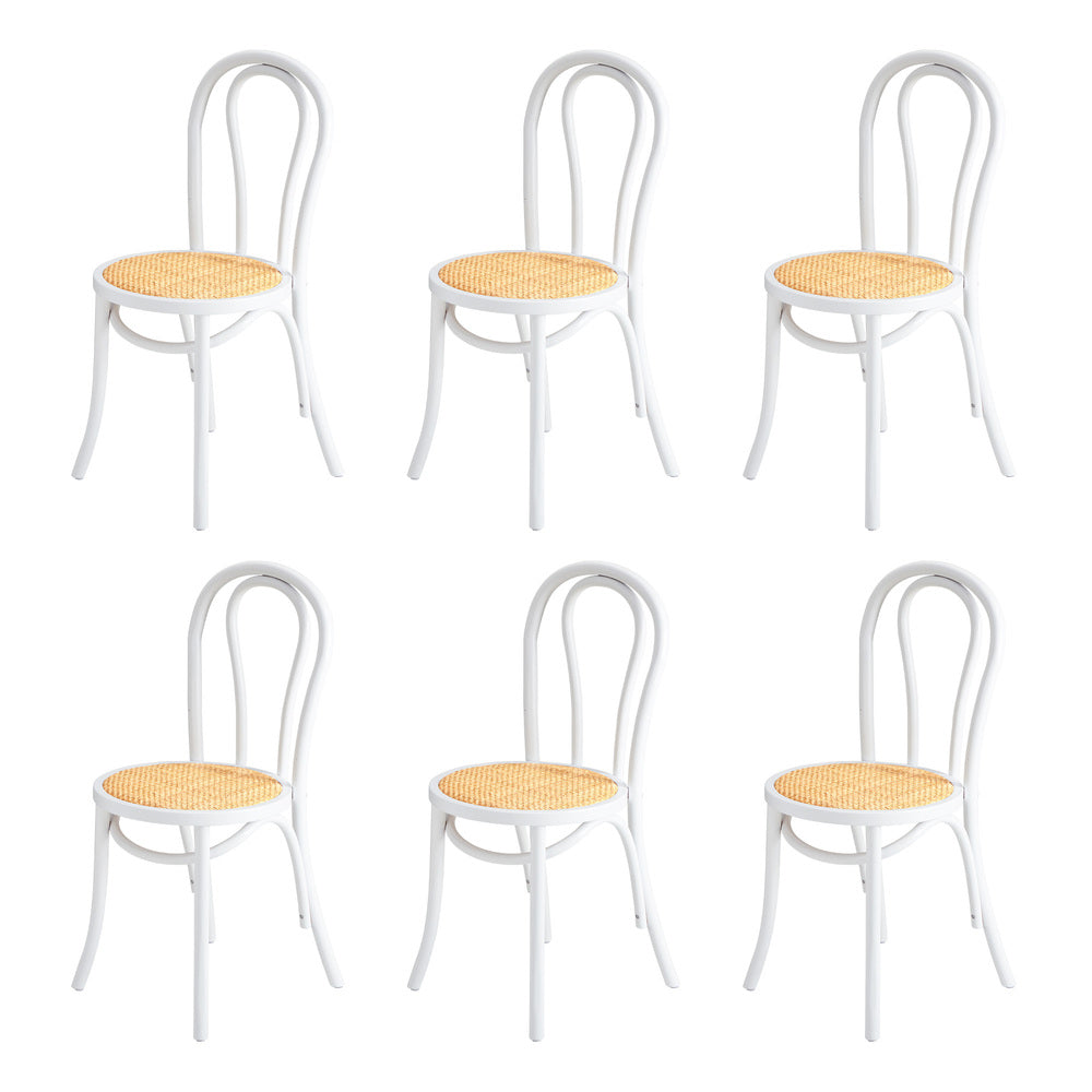 Oikiture 160cm Extendable Dining Table with 6PCS Crossback Chairs White