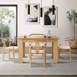 Oikiture 160cm Extendable Dining Table with 4x Hans Wegner Dining Chairs Natural