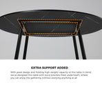 Oikiture 110cm Round Dining Table with 4 Chairs Faux Leather Black