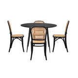 Oikiture 110cm Round Dining Table with 4PCS Dining Chairs Wooden Black - 45-Degree Angle