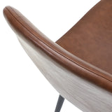 Oikiture Round Dining Table & 4PCS Dining Chairs PU Brown - Rear View