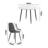 Oikiture Round Dining Table & 4PCS Dining Chairs PU Grey