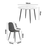 Oikiture Round Dining Table & 4PCS Dining Chairs PU Grey - Side View