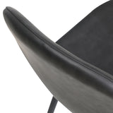 Oikiture Round Dining Table & 4PCS Dining Chairs PU Grey - Rear View